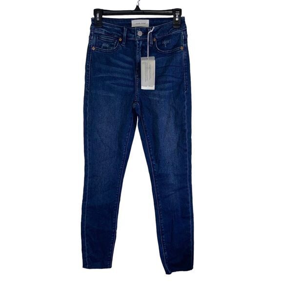 Dear John‎ NWT Woman's Skinny High Waisted Fringe Bottom Dark Wash Jeans Size 26 - Picture 1 of 10